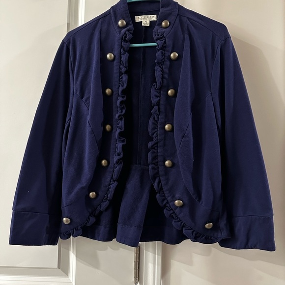 Navy Ruffle Jacket - Picture 2 of 8